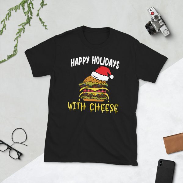 Happy Holidays With Cheese Burger Christmas T Shirt