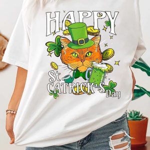 Happy St Catricks Day Lucky Cat Sweatshir 2