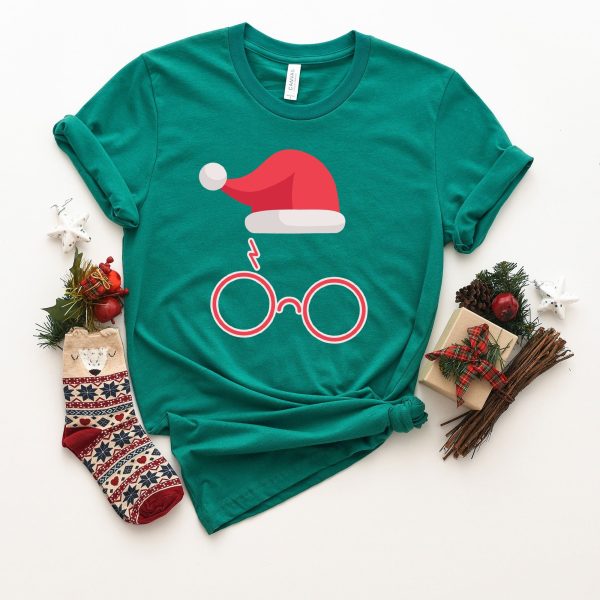 Harry Glasses Christmas Wizard Funny Wizarding T-Shirt