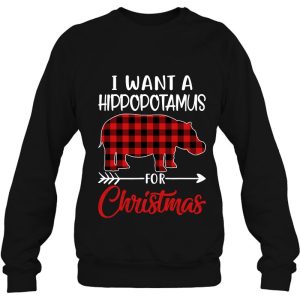 I Want A Hippopotamus For Christmas Hippo Buffalo Plaid Sweatshirt