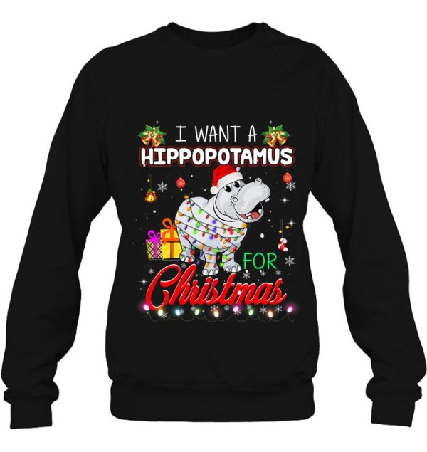 I Want A Hippopotamus For Christmas Shirts Xmas Hippo Kids