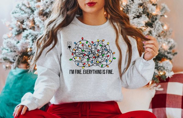 I’m Fine Everything Is Christmas Lights Sweatshirt For Men Womens