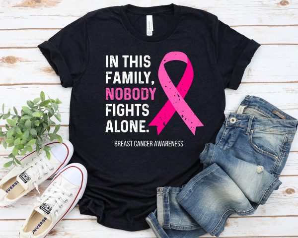 In October This Family No One Fights Alone Breast Cancer Warrior Shirts