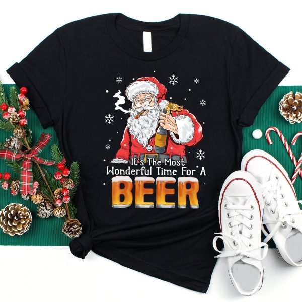 It’s The Most Wonderful Time For A Beer Santa Claus Christmas Gift Shirt