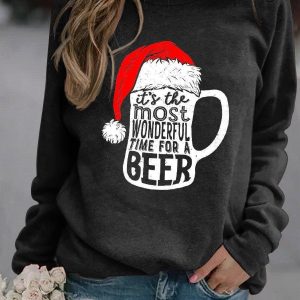 It’s The Most Wonderful Time For Beer Santa Claus Drinking Christmas Shirt