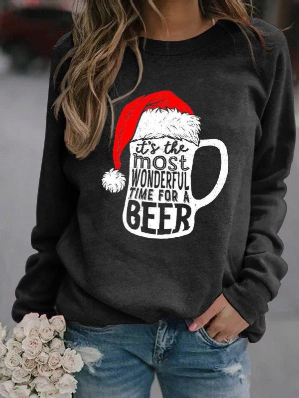 It’s The Most Wonderful Time For Beer Santa Claus Drinking Christmas Shirt