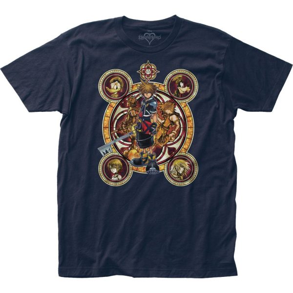 Kingdom Hearts Character Circles Mens T Shirt Navy Blue