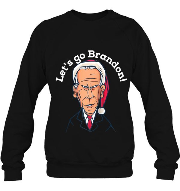 Let’s Go Brandon Funny Christmas Joe Biden Chant Raglan Baseball Sweatshirt