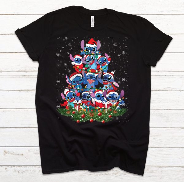 Lilo And Stitch Christmas Tree Cute Disney Shirt