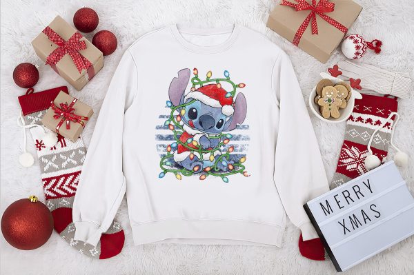 Lovely Stitch Santa Hat Disney Christmas Shirt