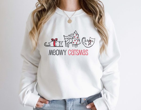 Meowy Catmas Christmas Funny Cats Unisex Sweatshirt