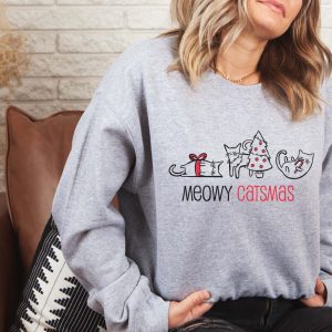 Meowy Catmas Christmas Funny Cats Unisex Sweatshirt 3