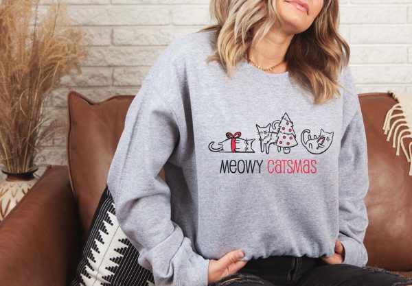 Meowy Catmas Christmas Funny Cats Unisex Sweatshirt