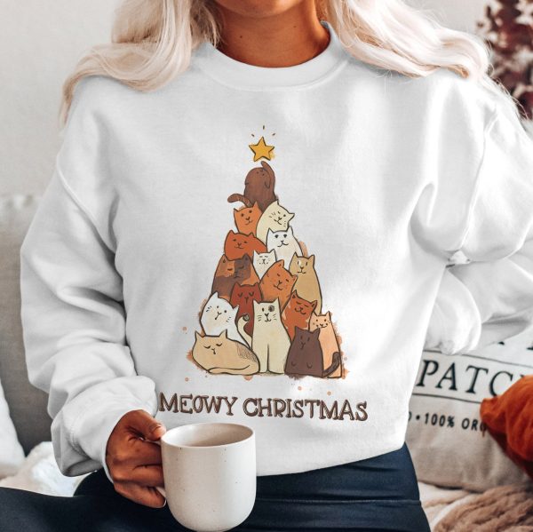 Meowy Catmas Christmas Tree Cats Sweatshirt Gift For Mom