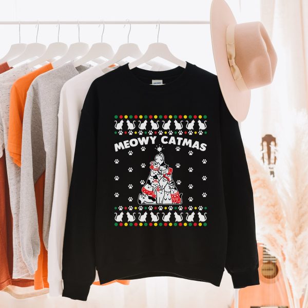 Meowy Catmas Funny Cats Christmas Tree Sweatshirt