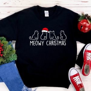Meowy Christmas Funny Cat Lover Gift Sweatshirt