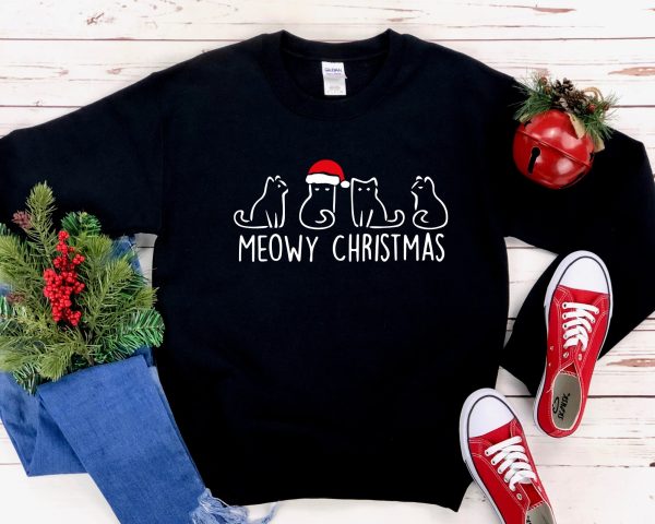 Meowy Christmas Funny Cat Lover Gift Sweatshirt