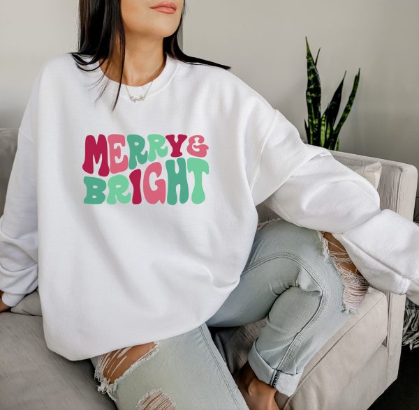 Merry And Bright Christmas Sweatshirt Comfort Colors