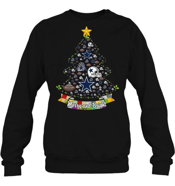 Merry And Bright Dallas Cowboys NFL Christmas Tree Shirt