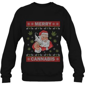 Merry Cannabis Santa Clause Weed Ugly Christmas Sweater Hoodie