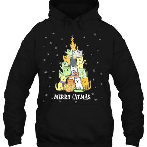 Merry Catmas Christmas Tree Hoodie Shirt