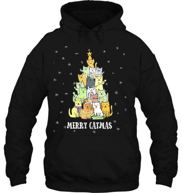 Merry Catmas Christmas Tree Hoodie Shirt