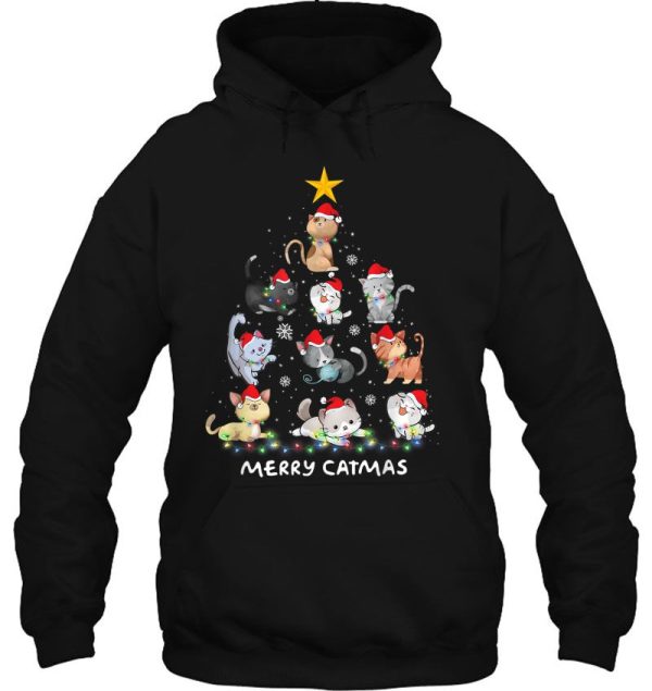 Merry Catmas Cute Cat Christmas Tree Hoodie Shirt