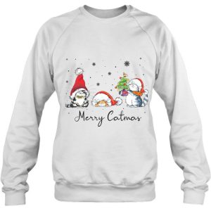 Merry Catmas Cute Cat Santa Hat Snowflakes Christmas Sweatshirt