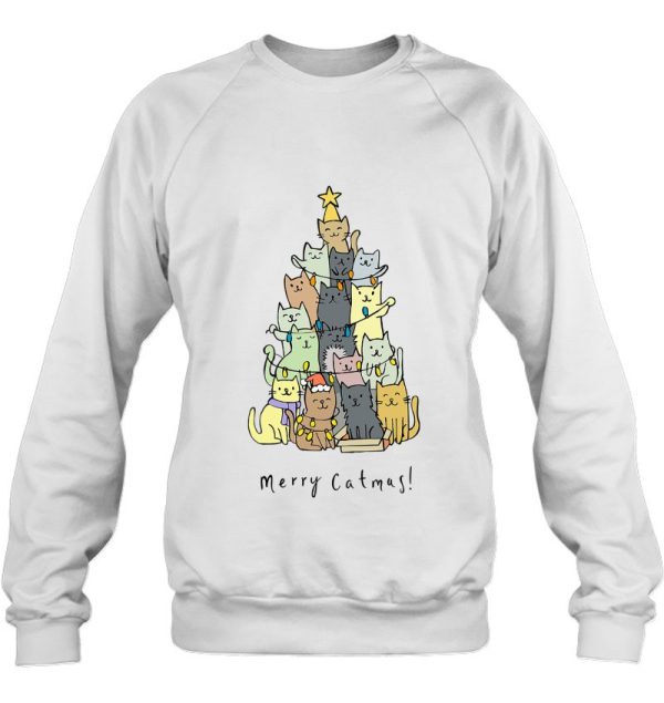 Merry Catmas Funny Cats Christmas Tree Xmas Gift Sweatshirt