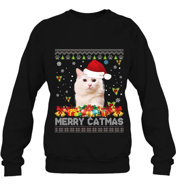 Merry Catmas Turkish Angora Cat Ugly Sweatshirt