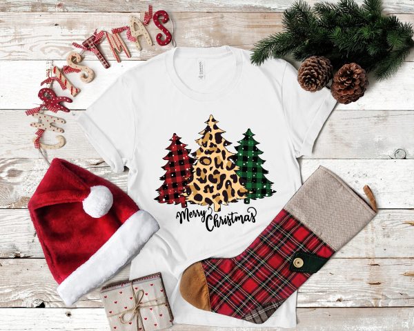 Merry Christmas Plaid Leopard Tree Shirt