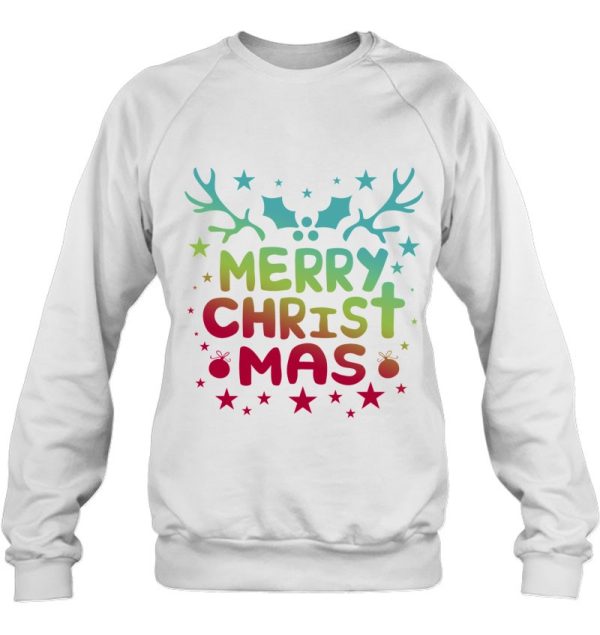 Merry Christmas With Cross Religious Christian Sweatshirts