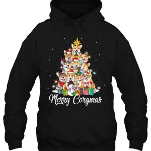 Merry Corgmas Corgi Christmas Tree Fairy Lights Dog Lover Hoodie Shirt