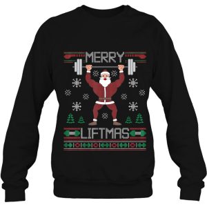 Merry Liftmas Ugly Christmas Sweater Santa Claus Gym Workout Sweatshirt