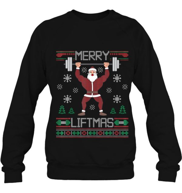 Merry Liftmas Ugly Christmas Sweater Santa Claus Gym Workout Sweatshirt