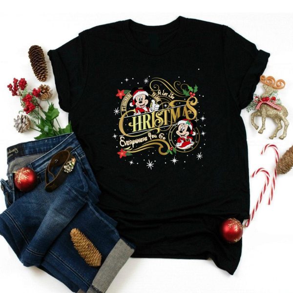 Mickey And Minnie Disney Christmas Shirt Womens