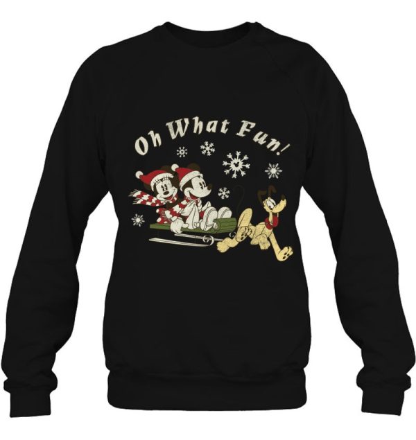 Mickey Minnie And Pluto Oh What Fun Christmas Sled Sweatshirt