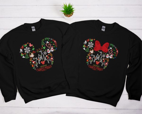 Mickey &amp Minnie Christmas Disney Couple Sweatshirt