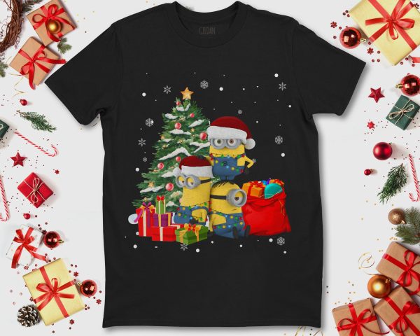 Minions Xmas Tree Gifts Christmas Light Unisex T-Shirt For Men Women