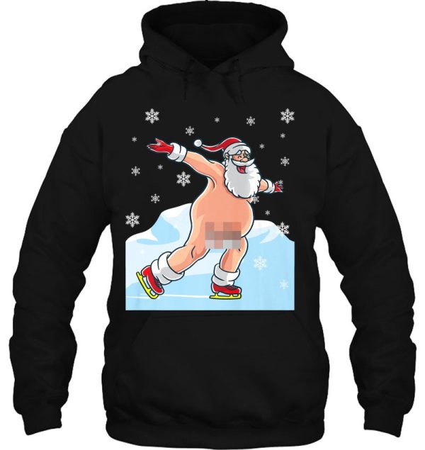 Naked Santa Claus Ice Skating Nude Ugly Christmas Sweater Premium Hoodie