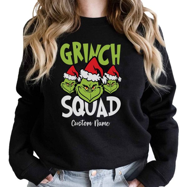 Personalized Grinch Squad Christmas Family Sweatshirt Custom Name