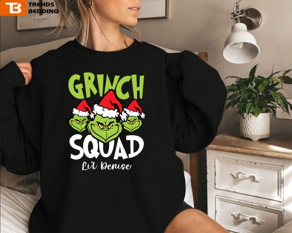 Personalized Grinch Squad Christmas Family Sweatshirt Custom Name