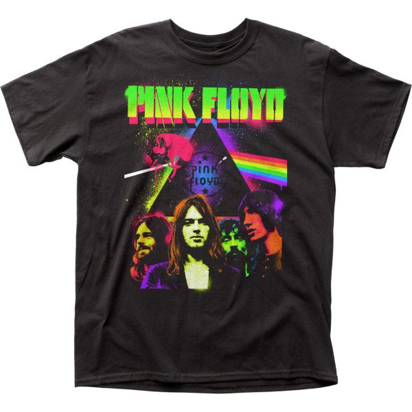 Pink Floyd Neon Splatter Mens T Shirt Black