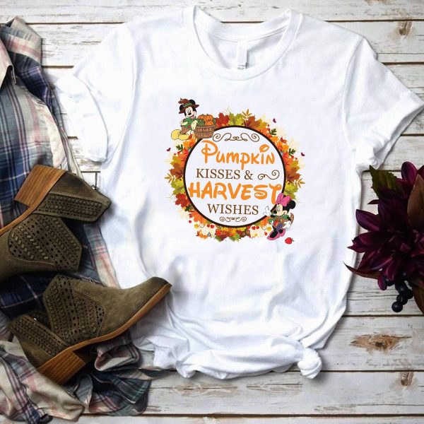 Pumpkin Kisses &amp Harvest Wishes Disney Thanksgiving Shirt