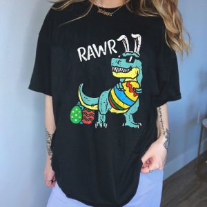 Rawr Dinosaur Easter Bunny Eggs T-Shirt