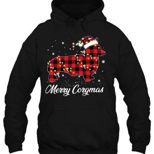 Red Plaid Buffalo Corgi Dog Merry Corgmas Christmas Pajama Hoodie