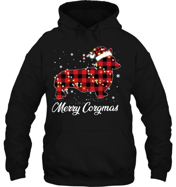 Red Plaid Buffalo Corgi Dog Merry Corgmas Christmas Pajama Hoodie