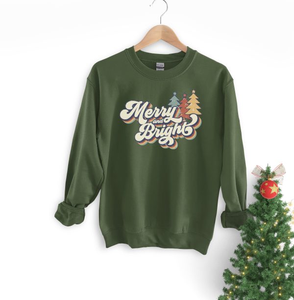 Retro Christmas Merry And Bright Sweatshirt Gift For Her