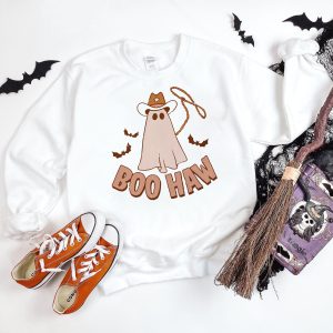 Retro Cowboy Halloween Boo Haw Crewneck Sweatshirt