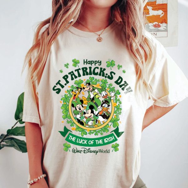 Retro Disney Mickey And Friends Shamrocks Patrick’s Day Shirt